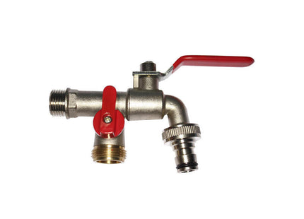 Grifo De Esfera - Doble Salida - Con Codo - 1/2"X3/4"X3/4" - (Envasado)