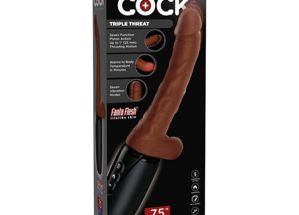 Vibrador King Cock Plus Triple Threat - Marrón