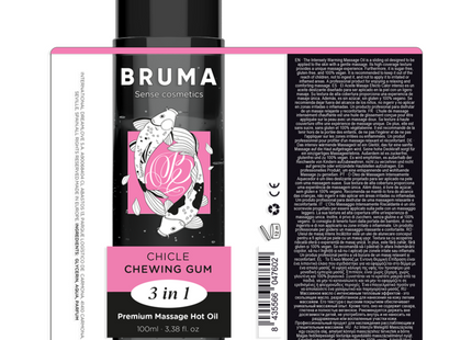 Aceite De Masaje Brum  Premium Efecto Calor Sabor Chicle 3 En 1
