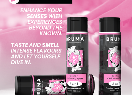 Aceite De Masaje Brum  Premium Efecto Calor Sabor Chicle 3 En 1