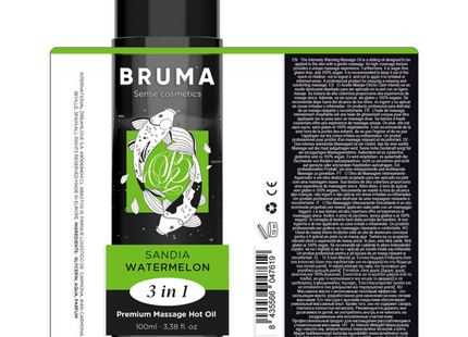 Aceite De Masaje Bruma Premium Efecto Calor Sabor Sandía 3 En 1