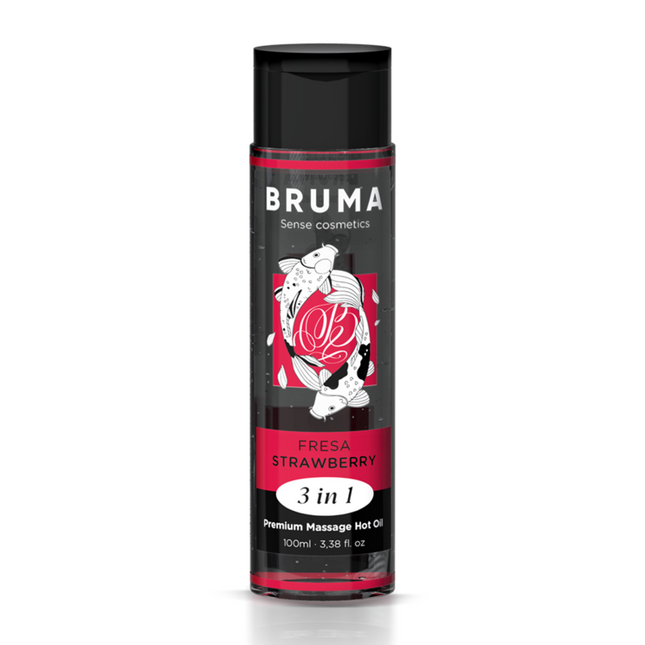 Aceite De Masaje Bruma  Premium Efecto Calor Sabor Fresa 3 En 1
