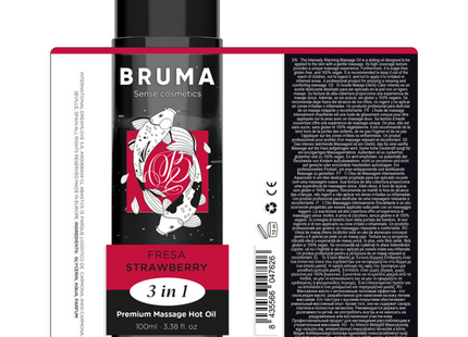 Aceite De Masaje Bruma  Premium Efecto Calor Sabor Fresa 3 En 1