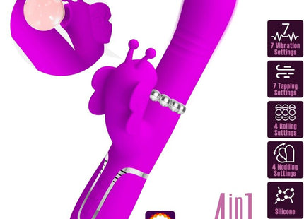 Pretty Love - Vibrador Rabbit Multifunción 4 En 1 Mariposa Fucsia