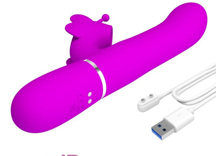 Pretty Love - Vibrador Rabbit Multifunción 4 En 1 Mariposa Fucsia