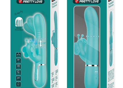 Pretty Love - Vibrador Rabbit Multifunción 4 En 1 Mariposa Verde Agua