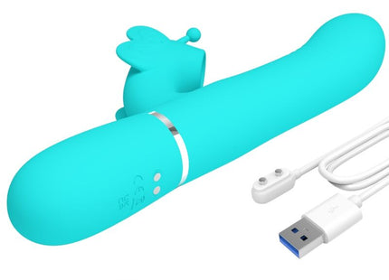 Pretty Love - Vibrador Rabbit Multifunción 4 En 1 Mariposa Verde Agua