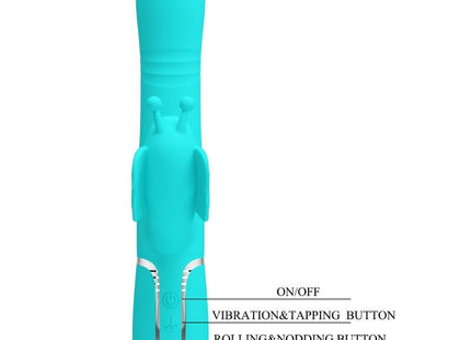 Pretty Love - Vibrador Rabbit Multifunción 4 En 1 Mariposa Verde Agua