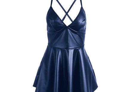 Subblime - 955410 Vestido Con Tirantes De Cuero Azul S/M