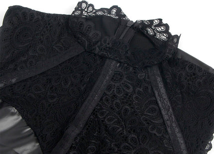 Subblime - 957551 Vestido De Cuero Con Cuello De Encaje Negro L/Xl