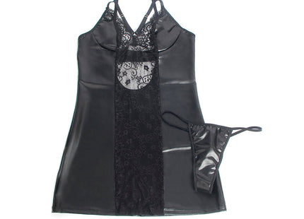 Subblime - 957537 Vestido De Cuero Con Encaje Floral Negro L/Xl