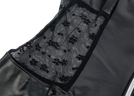 Subblime - 957704 Vestido De Cuero Con Cremallera Y Encaje Negro S/M