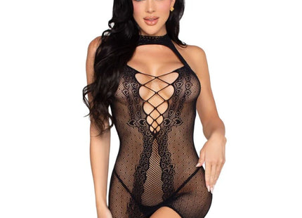 Leg Avenue - 81675 Mini Vestido Halter Negro - Talla Única