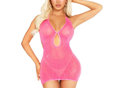 Leg Avenue - 87203 Mini Vestido Halter Con Pedrería Rosa - Talla Única