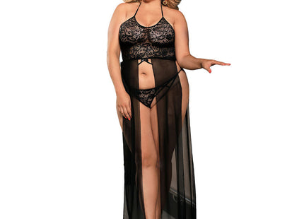 Subblime Queen Plus Set Top-Vestido Y Tanga Negro