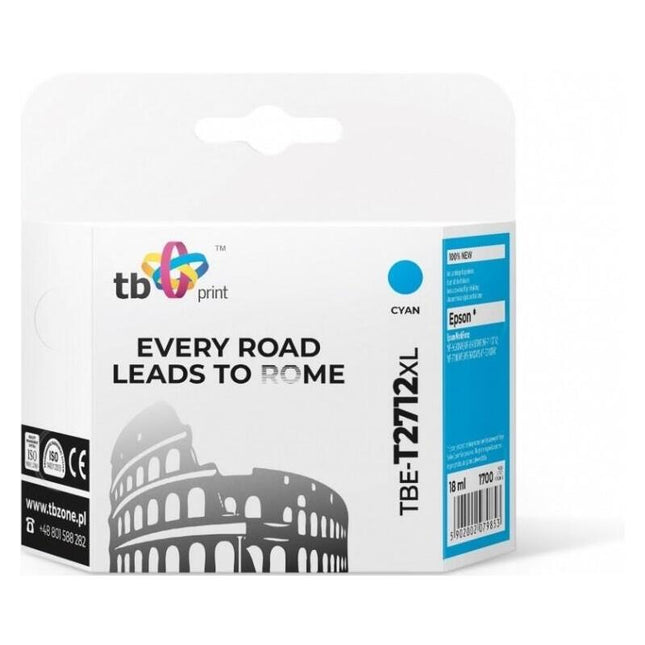 %Ink For Epson Wf-3620   Tbe-T2712xl Cy 100% New