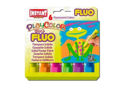 Instant Témperas Sólidas One Fluo En Barra Estuche De 6 C/Surtidos Fluorescentes