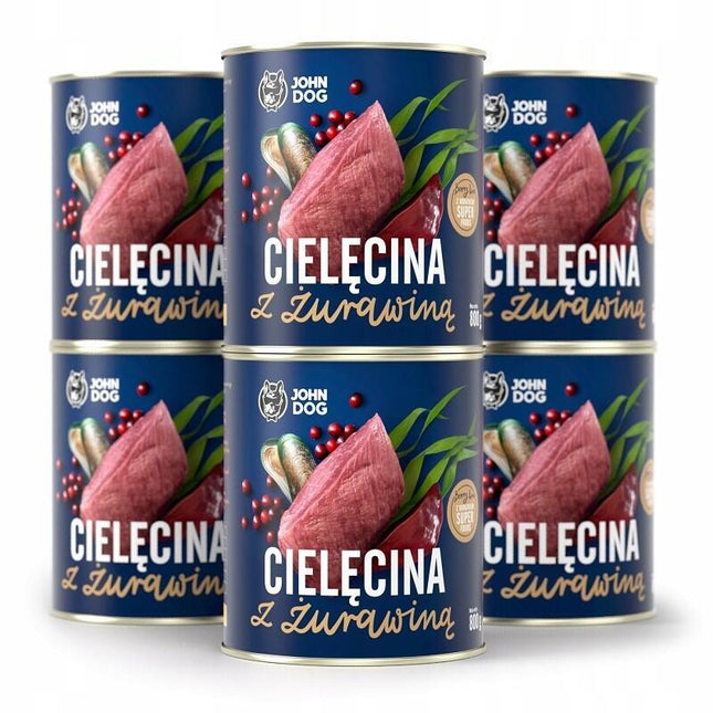 John Dog Berry Adult Veal With Cranberries - Comida Húmeda Para Perros - 6 X 800 G