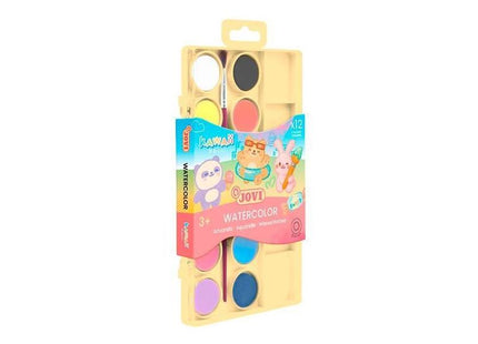 Jovi Acuarelas Kawaii En Pastillas 22mm Con Pincel C/Surtidos Estuche 12 Ud