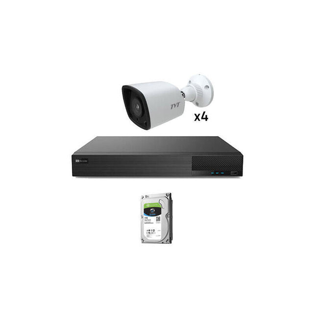 Kit Cctv 4 Cámaras Bullet Preconfigurado Tvt 1080p
