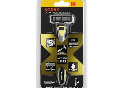 Kodak Ultra Premium Razor 5 Maquinilla Afeitar Mango Metal + 4 Recambios