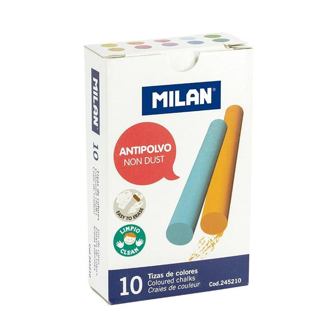 Milan Tizas Color Antipolvo Carbonato Cálcico Caja De 10