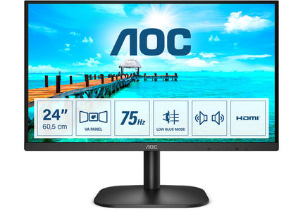 Monitor Aoc 23.8" 24b2xdam Negro Vga/Hdmi/Dvi/1920x1080/75hz/Vesa 100x100/4ms 24b2xdam