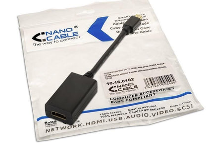 Nanocable Conversor Mini Dp A Hdmi - Mdp/M-Hdmi A/H - 15cm - Negro