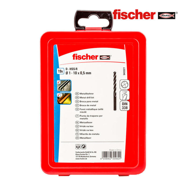 Pack 19 Brocas Para Metal Hss-R Din338 Ø1-10x0,5mm 543327 Fischer