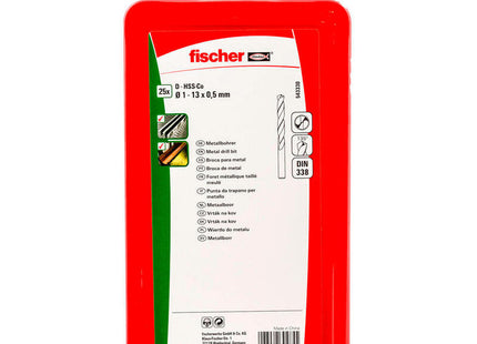 Pack 25 Brocas Para Metal Hss-Co Din338 Ø1-13x0,5mm 543330 Fischer