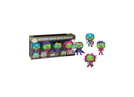 Pack 4 Funko Pop Capitán Zombie, Iron Man Zombie, Falcon Zmbie Y Bruja Escarlata Zombie - What If.. Edición Especial - 889698691161