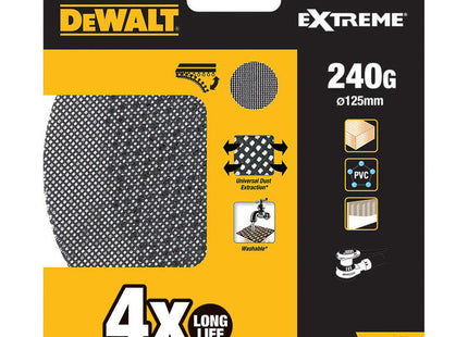 Pack 5 Lijas De Malla Ø125mm Grano: 240 Para Lijadoras Rotoorbitales Dtm3107-Qz Dewalt