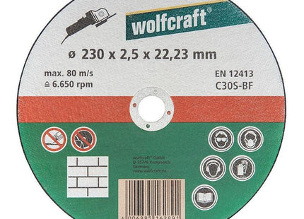 Pack De 10 Unidades - Disco De Corte Para Piedra Ø230x2,5x22,23mm. 1628099 Wolfcraft