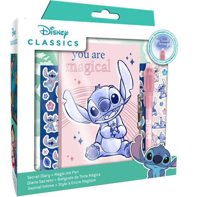 Pack De 12 Unidades - Diario Boligrafo Magico Stitch Disney