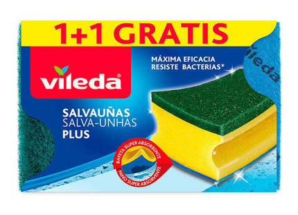 Pack De 4 Unidades - Estropajo Salvauñas Plus Antibacterias 1+1 162590 Vileda