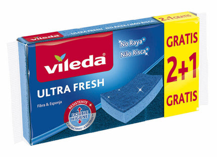 Pack De 4 Unidades - Estropajo Ultra Fresh No Raya Con Esponja 2+1 166459 Vileda