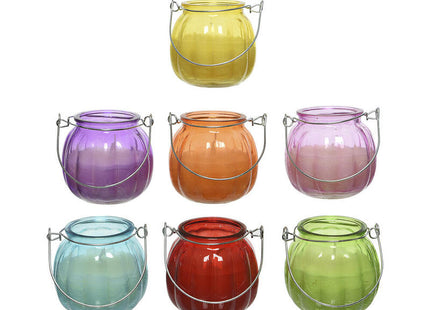 Pack De 4 Unidades - Vela Citronela Con Recipiente De Cristal Ø8x8cm Colores Surtidos