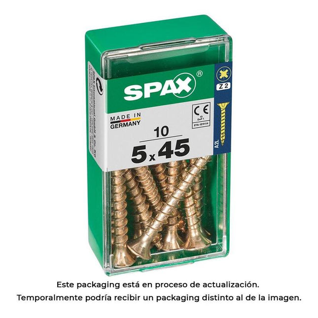 Pack De 5 Unidades - Caja 10 Uds. Tornillo Madera Spax Cab. Plana Yellox 5,0x45mm Spax