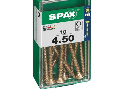 Pack De 5 Unidades - Caja 10 Unid. Tornillo Madera Cabeza Plana Yellox 4,0x50mm Spax
