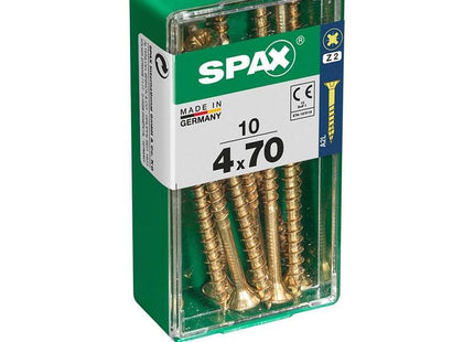 Pack De 5 Unidades - Caja 10 Unid. Tornillo Madera Cabeza Plana Yellox 4,0x70mm Spax