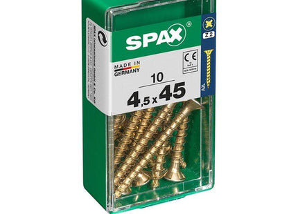 Pack De 5 Unidades - Caja 10 Unid. Tornillo Madera Cabeza Plana Yellox 4,5x45mm Spax
