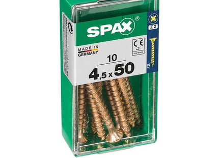 Pack De 5 Unidades - Caja 10 Unid. Tornillo Madera Cabeza Plana Yellox 4,5x50mm Spax