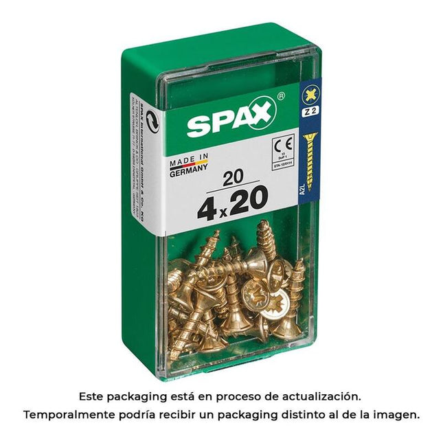 Pack De 5 Unidades - Caja 20 Unid. Tornillo Madera Cabeza Plana Yellox 4,0x20mm Spax