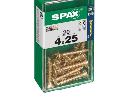 Pack De 5 Unidades - Caja 20 Unid. Tornillo Madera Cabeza Plana Yellox 4,0x25mm Spax