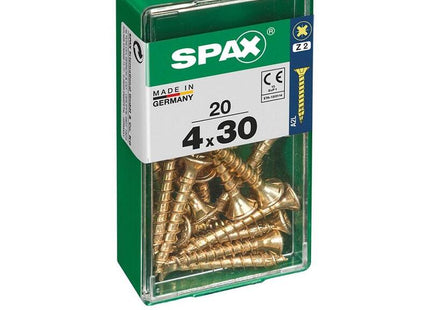 Pack De 5 Unidades - Caja 20 Unid. Tornillo Madera Cabeza Plana Yellox 4,0x30mm Spax
