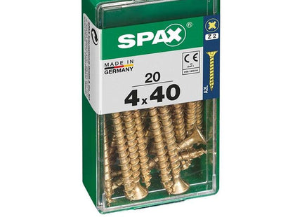 Pack De 5 Unidades - Caja 20 Unid. Tornillo Madera Cabeza Plana Yellox 4,0x40mm Spax