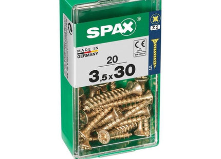 Pack De 5 Unidades - Caja 20 Unid. Tornillo Madera Spax Cabeza Plana Yellox 3,5x30mm Spax