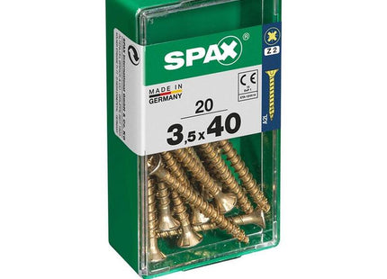 Pack De 5 Unidades - Caja 20 Unid. Tornillo Madera Spax Cabeza Plana Yellox 3,5x40mm Spax