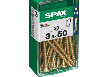 Pack De 5 Unidades - Caja 20 Unid. Tornillo Madera Spax Cabeza Plana Yellox 3,5x50mm Spax