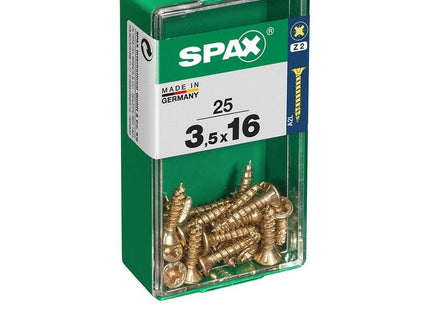 Pack De 5 Unidades - Caja 25 Unid. Tornillo Madera Spax Cabeza Plana Yellox 3,5x16mm Spax